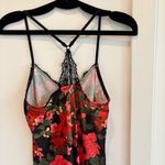 Body Touch Women's Red Floral Black Lace Silky Robe & Mini Slip Set Size Medium Photo 4