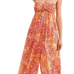 Anthropologie Women's Harem Strapless Jumpsuit Orange Printed Size S Photo 0