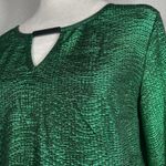 Cato Kelly Green Blouse Women M Flutter Split Sleeve Top Shiny Shimmery New Years Eve Photo 8