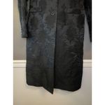 DKNY Coat Womens Medium Black Jacquard Wool Blend Long Button Up Lined Elegant Photo 1