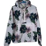 Thread Supply White Floral Pink Black Windbreaker Zipper Size Small EUC #DS Photo 0