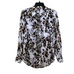 Equipment  Silk Shirt Womens Size Medium Brown Animal Print Long Sleeve Button Up Photo 9