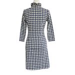 J. McLaughlin  Women's L Navy Cream  3/4 Sleeve Sheath Stretch Jersey Dress Photo 3