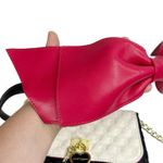 Betsey Johnson Black & White Quilted Large Red Bow Chain Strap Shoulder Purse Photo 3