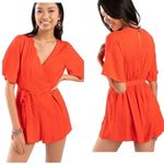 Jun & Ivy boutique red scalloped neckline jumpsuit romper preppy chic Photo 1