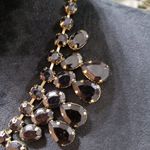 Gold Tone & Black Beaded Teardrop Statement Fashion Jewellery Necklace Photo 2
