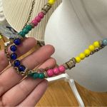 Colorful Plastic Bead & Gold Tone Two Chain Necklace Yellow Photo 5