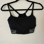 All In Motion  Black Racerback Sports Bra Padded Striped Mesh Cutout S Photo 1
