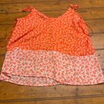 Sienna Sky Orange White Floral Print Button Front Cami Tank Top Womens Small Photo 3