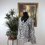 Westbound Women’s Large Zebra Print Top Long Sleeve Animal Print Blouse Stretch Photo 3
