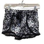 Mudd Printed Eyelet Lace Hem Shorts Black White Size Small Photo 0