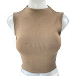 ZARA Beige Tan Sleeveless Ribbed Knit Mock Neck Sweater Vest Crop Top Size S Photo 0
