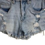 BLANK NYC Wedge Short Distressed Light Wash Denim Shorts Photo 1