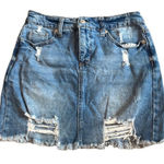 Wild Fable  Blue Denim Distressed Cut Off Mini Skirt Size 4 Boho Country Rodeo Photo 0