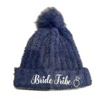 Navy Blue Womens Beanie Hat With Pom Pom Bride Tribe Bachelorette Party Beanie Photo 0