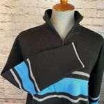 BP . Womens Black Blue Acrylic Mock Neck Quarter Zip Stripe Sweater Size XL NWT Photo 1