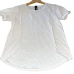 Bobi Los Angeles Slub Cotton Cuffed Short Sleeve Tee Size Small White Photo 0