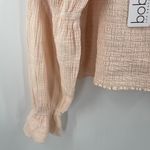 Bobi Blouse Large Smocked Bare Light Peach NWT Long Sleeve 100% Cotton Stretch Photo 12