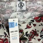 Agnes + Dora Midi Skirt Floral Print Red Cream Women's Size L Photo 1