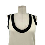 Carolina Herrera Cream Silk Black Rib Trim Tank Top Size Small Photo 1