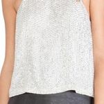 Parker  Justina Silk Silver Rhinestone Beaded Halter Tank Top Photo 0