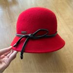 Betmar Women’s Valerina Red Wool Hat with Black Leather Bow Photo 11