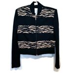 Joseph Ribkoff  Vintage 80s Black and Tan Patterned Zipper Front Jacket Photo 5