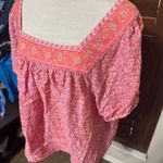 Lucky Brand  Peach Pink Blouse babydoll floral fairy Peasant boho top sz XXL Photo 1
