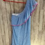 Lilly Pulitzer Emmeline Dress Lapis Blue Summer Seersucker Mini One Shoulder Photo 0