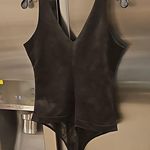 BCBGMAXAZRIA ๐๐ Black Faux-Suede V-Neck Bodysuit Medium M NWT Photo 7