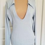 Citizens of Humanity CameronV-Neck Long Sleeve Polo Top Cloud Dust Blue Sz M Photo 0