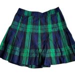 Aerie  Pleated Plaid Mini Skirt Green/Blue Small Photo 0