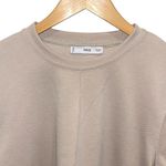 Mango Womens Decorative Stitching Crew Neck Long Sleeve Sweatshirt Beige Medium Photo 1