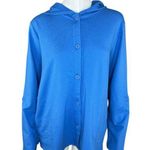 Denim & Co . Beach French Terry Roll Tab Sleeve Hooded Jacket Indigo Sea Medium Photo 0