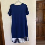 Quacker Factory  Blue White Size XS Short Sleeve‎ Striped Hem Knit Dress Grommets Photo 8