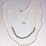 2 Vintage Genuine Pearl & Faux Pearl Beaded Boho Retro Necklaces Black Photo 2