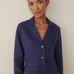 Reformation π NWT Raina Navy Linen Top Photo 0