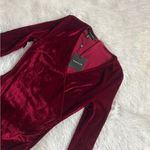 Parisian  Deep Red Velvet Wrap Mini Holiday Dress Size Small Photo 3