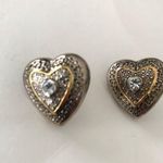 Handmade Heart Earrings Valentine Clear Stone Vintage Love Photo 1