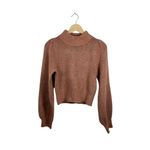 Lulus  Piece of My Heart Rusty Rose Mock Neck Puff Shoulder Sweater Size M Photo 5