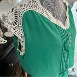 Miami  Green Crochet Trim Boho Peasant Dress Size M Cottagecore Chic Photo 4