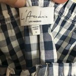 L'Academie  Crop Top Small Cotton Checkered Gingham Off Shoulder Short Sleeve Photo 3