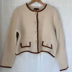 Ann Taylor faux suede trim sweater jacket beige cozy blazer size XL Photo 2