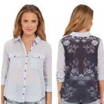 Free People  Party in the back Sheer Pinstripe Button Down Top size XS Photo 1