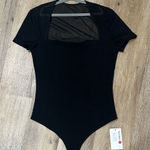 Reoria Black Mesh Detail Bodysuit a line neck with mesh Size M Photo 0