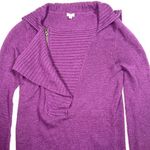 J.Crew   Women's HALF ZIP KNIT Asymmetrical SWEATER Wool Alpaca Blend Purple XS‎ Photo 3