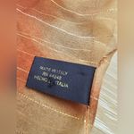 Orange Rose Print Pinstripe Sheer Wide Neck Scarf Made In Italy Photo 3