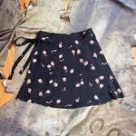 Brandy Melville  Black Grunge Floral Mini Wrap Skirt Photo 0