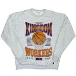 Kingdom Workers Crewneck graphic sweatshirt, unisex size medium gray basketball Photo 1