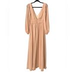 Lulus Enchant My Love Blush V-Neck Long Sleeve Maxi Dress NWT Photo 9